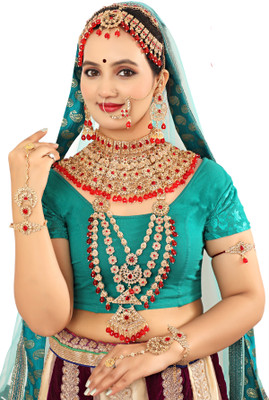 KKIMITATION Alloy Gold-plated Red Jewellery Set(Pack of 1)