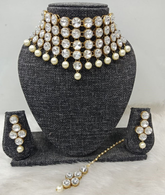 White pearl Alloy Gold-plated White Jewellery Set(Pack of 1)
