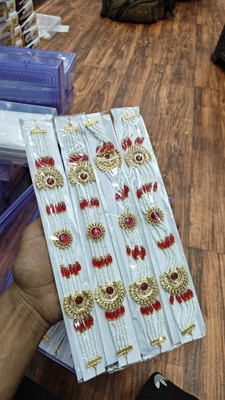 parth fancy artificial Alloy Gold-plated Red Jewellery Set(Pack of 1)