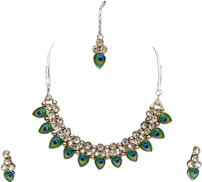 sums jewellery Brass Gold-plated Green Jewellery Set(Pack of 1)