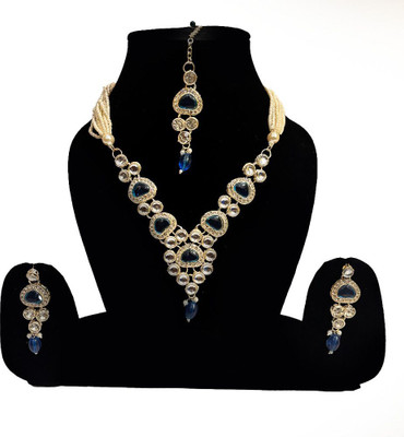 sums jewellery Alloy Gold-plated Blue, White Jewellery Set(Pack of 1)