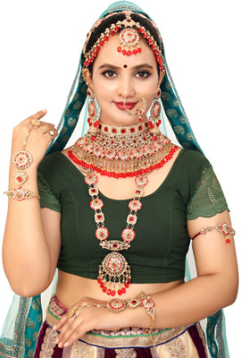 KKIMITATION Alloy Gold-plated Red Jewellery Set(Pack of 1)