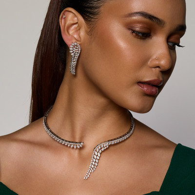 Kushal's Fashion Jewellery Copper Gold-plated White Jewellery Set(Pack of 3)