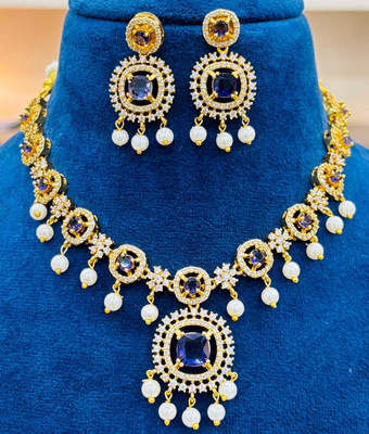 Yamuna Alloy Sterling Silver Pink, Maroon, Green, Blue, Purple Jewellery Set(Pack of 2)