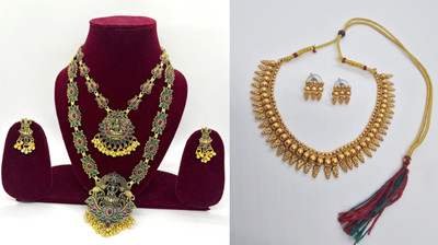 RIJADA JEWELLERY STUDIO Alloy Gold-plated Multicolor Jewellery Set(Pack of 2)