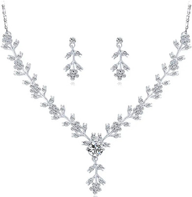 Nilu's Collection Zinc, Alloy Silver White Jewellery Set(Pack of 1)