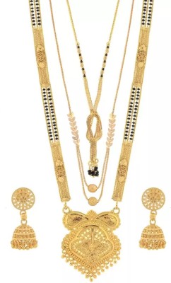 Divastri Brass Gold-plated Gold Jewellery Set(Pack of 3)