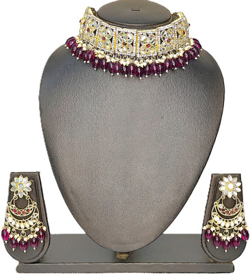 Zarmar fashion Crystal, Alloy Gold-plated Gold, Purple Jewellery Set(Pack of 1)