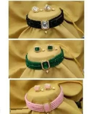 D ZINE JEWELLERS Stone, Alloy Silver Jewellery Set(Pack of 3)