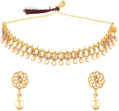 Efulgenz Alloy Gold-plated White Jewellery Set(Pack of 1)