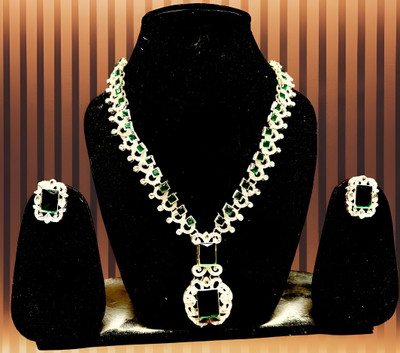 Charvi Collections Alloy Silver Green, Silver Jewellery Set(Pack of 1)