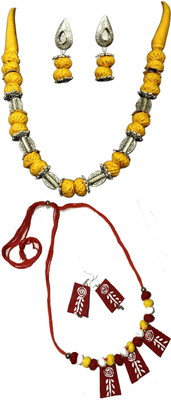 HOUSE OFF COMMON Oxidised Silver Multicolor, Red Jewellery Set(Pack of 2)