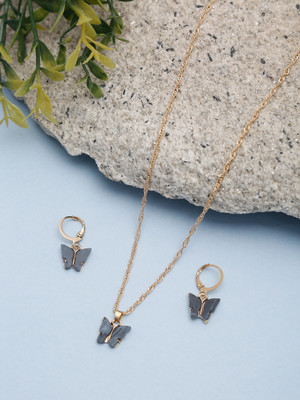 YouBella Alloy Gold-plated Grey Jewellery Set(Pack of 3)