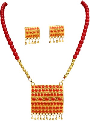 balaji gold Copper Gold-plated Red Jewellery Set(Pack of 1)