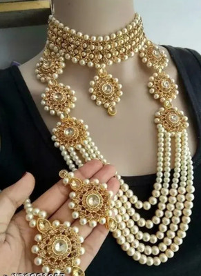 SHIVA Alloy Gold-plated Beige, Gold Jewellery Set(Pack of 3)