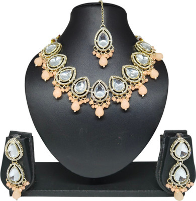 MS Creation Alloy Gold-plated Beige Jewellery Set(Pack of 4)