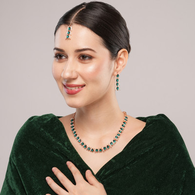VATSALYA creation Alloy Gold-plated Green Jewellery Set(Pack of 1)