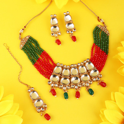 Mode Mania Brass Gold-plated Multicolor Jewellery Set(Pack of 3)