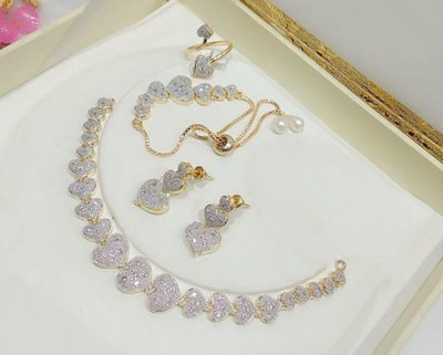 Navya COLLECTION Alloy Gold-plated Gold, White Jewellery Set(Pack of 1)