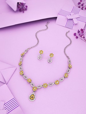 Mk Jewelery Alloy Gold-plated Silver, White, Yellow Jewellery Set(Pack of 1)