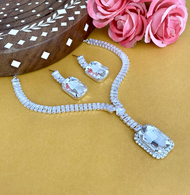 Varniraj enterprise Stone, Alloy Silver White Jewellery Set(Pack of 1)