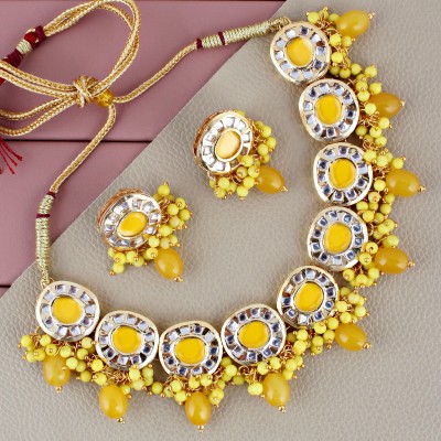 Lucky Jewellery Alloy Gold-plated Yellow Jewellery Set(Pack of 3)
