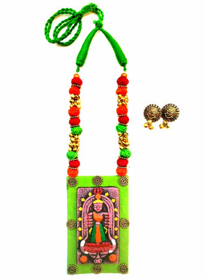 Devi creation Fabric, Oxidised Silver, Terracotta, Dori Multicolor Jewellery Set(Pack of 1)