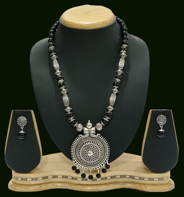 Geesa Oxidised Silver Black Jewellery Set(Pack of 1)