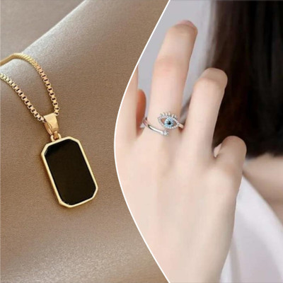 Vipunj Stainless Steel Sterling Silver, Gold-plated Black, Gold, Silver, Blue Jewellery Set(Pack of 2)