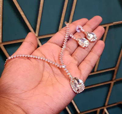 Gorgeous Gems Stone Rose Gold Jewellery Set(Pack of 3)