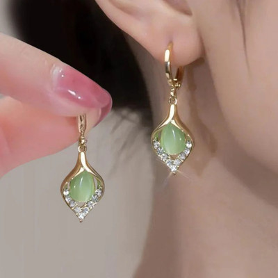 Anamya Collections Green Leaf Korean Earring Alloy Stud Earring
