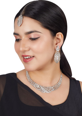 R A Enterprises Alloy Rhodium Silver Jewellery Set(Pack of 1)