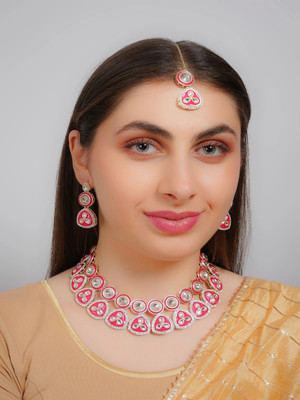 Divisha Alloy Gold-plated Pink Jewellery Set(Pack of 1)