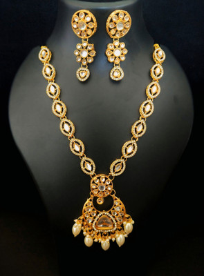 Pranav art Alloy Gold-plated White Jewellery Set(Pack of 1)