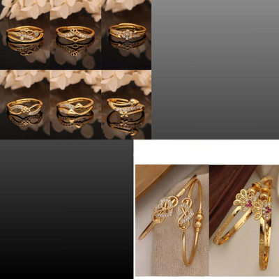 Alasca Brass Gold-plated Brown, Purple Jewellery Set(Pack of 8)