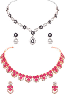 Sangria Brass Gold-plated Silver, Rose Gold, Pink Jewellery Set(Pack of 2)