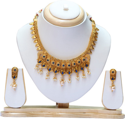 Swarajshop Alloy Gold-plated Blue Jewellery Set(Pack of 1)