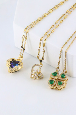 VertexMart Stainless Steel Gold, Green, White, Blue Jewellery Set(Pack of 3)