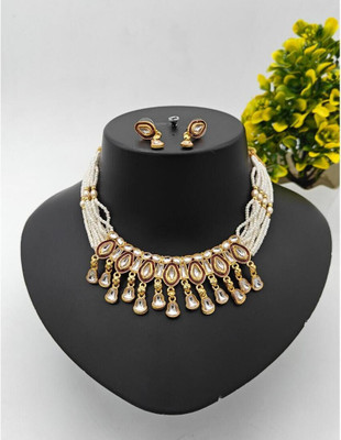 MK Gallery Alloy White Jewellery Set(Pack of 1)