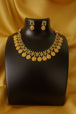 ZOVYA Brass, Alloy Gold-plated Green, Gold Jewellery Set(Pack of 1)