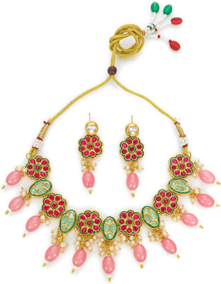 LUXOR Brass Gold-plated Red, Pink Jewellery Set(Pack of 2)