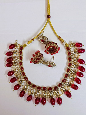 Zarmar fashion Alloy Gold-plated Red Jewellery Set(Pack of 1)