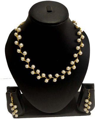 UTTARAI Alloy Gold-plated White Jewellery Set(Pack of 1)