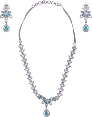 Animax Alloy Silver Green Jewellery Set(Pack of 1)