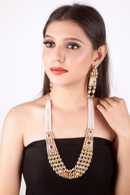Kirti Traders Alloy Gold-plated White Jewellery Set(Pack of 1)
