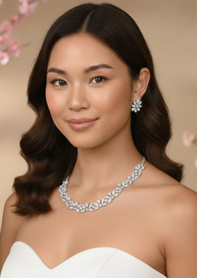 KD JEWELLERS Brass White Jewellery Set(Pack of 1)