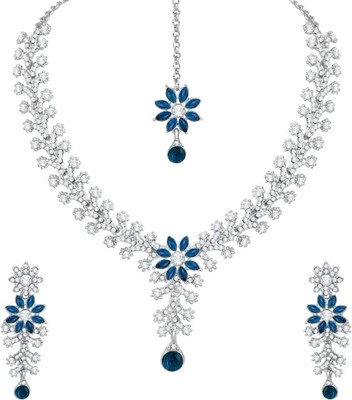 Atasi International Alloy Rhodium Silver, Blue Jewellery Set(Pack of 3)