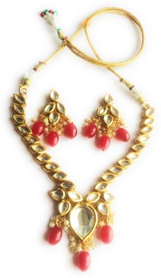 Voriyo Stone Gold-plated Red Jewellery Set(Pack of 1)