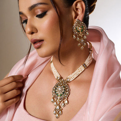 Kushal's Fashion Jewellery Copper Green Jewellery Set(Pack of 3)