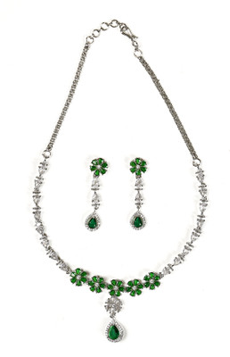 Moonron Brass Rhodium Silver Jewellery Set(Pack of 1)